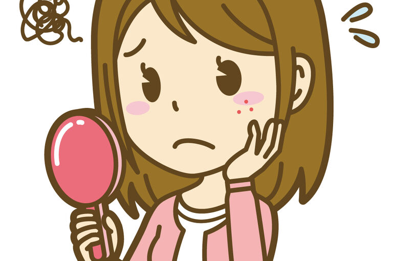 ニキビ女性イラスト