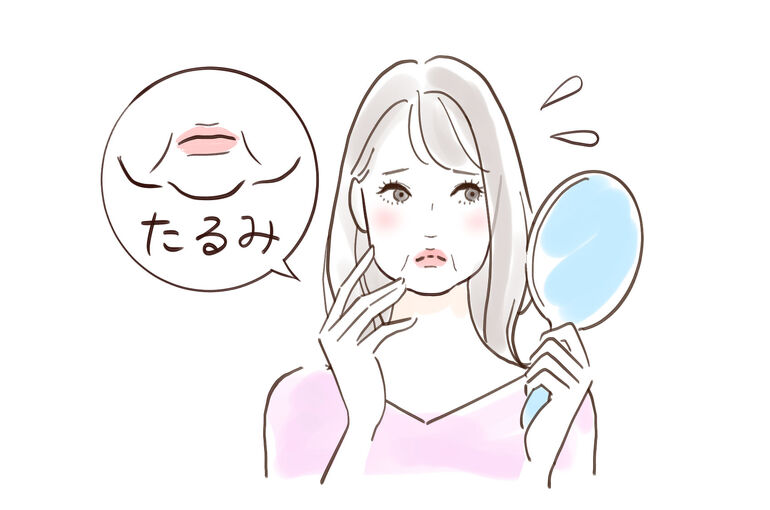 たるみ悩み女性イラスト